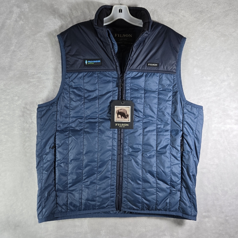 CC Filson Ultralight Vest Mens Size L Large Primaloft Full Zip Blue Patch NWT
